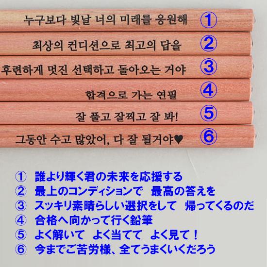 ハングル 試験応援 三角ウッド鉛筆 6本セット 2B [韓国][文具][文房具