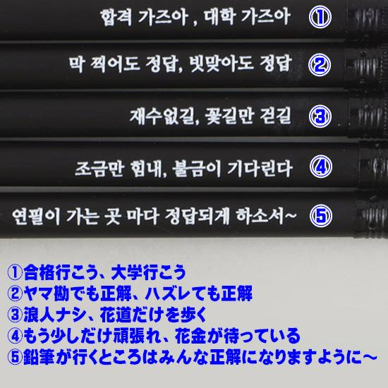 ハングル 試験応援 ブラック鉛筆 5本セット HB [韓国][文具][文房具