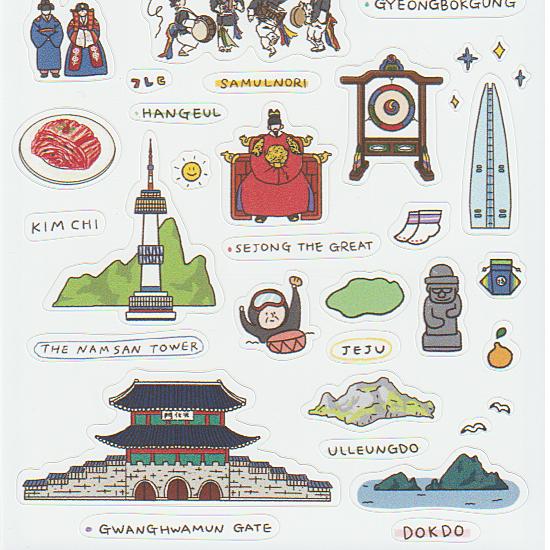 韓国 トラベル ステッカー 伝統 シール お土産 デコレーション