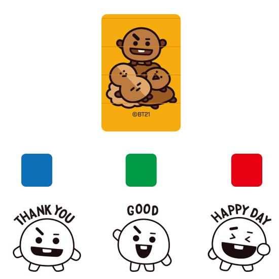BT21 3ピース スタンプ BTS 防弾少年団 公式 韓国 はんこ かわいい