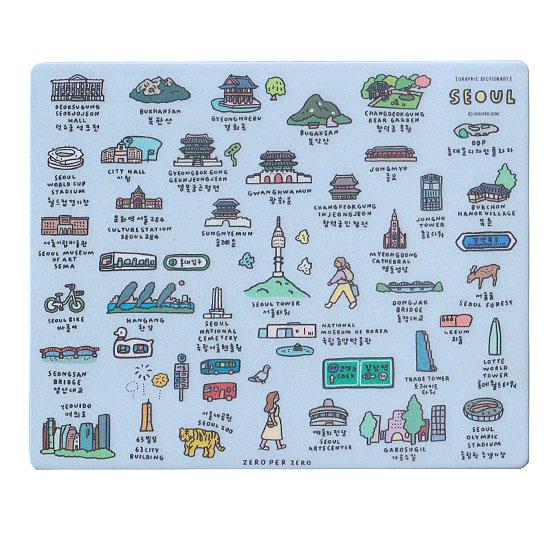 ソウル ランドマーク マウスパッド ハングル 韓国語 お土産 かわいい