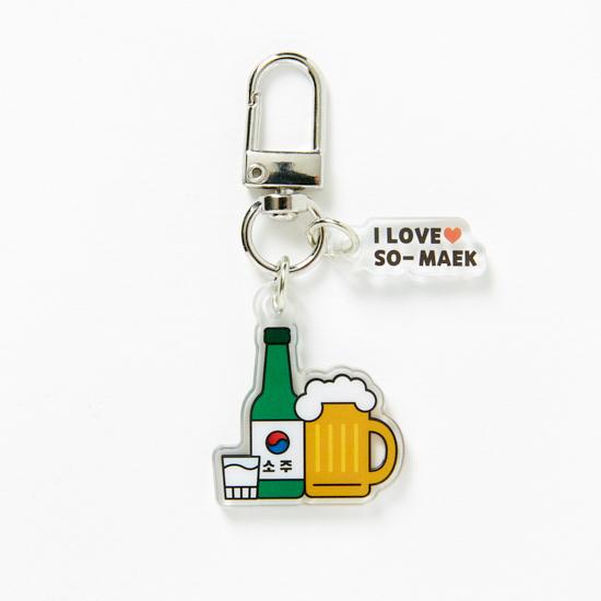 韓国 ソメク アクリル キーリング お土産 韓国語 焼酎 ビール