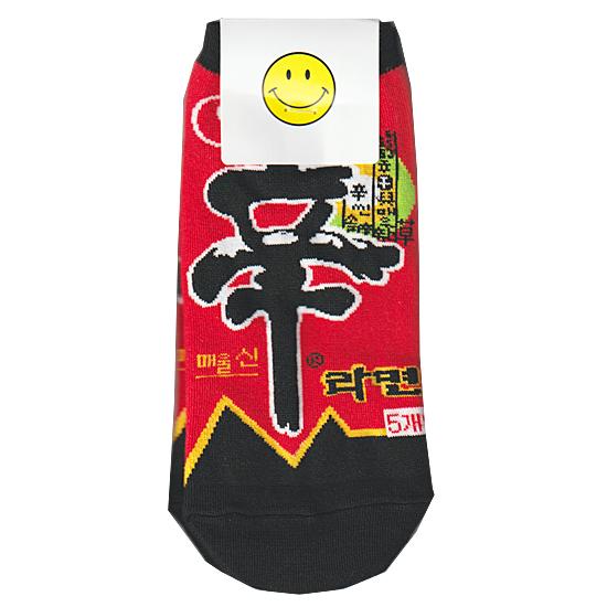 韓国 辛ラーメン 靴下 黒 レディース Freeサイズ ハングル くつした