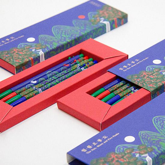⭐️お値下げしました⭐️ 【美品】朝鮮美術博物館と朝鮮名峰のセット販売！ 韓国伝統 日月五峰図 ボールペン 5本セット 朝鮮時代 宮廷絵画 お土産