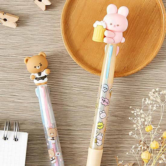 韓国 ビール ウサギ フィギュア 3色 ペン ボールペン ハングル