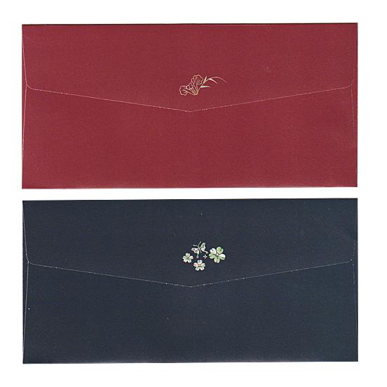 韓国 伝統 螺鈿モチーフ 封筒 赤・紺 2枚セット らでん プレゼント