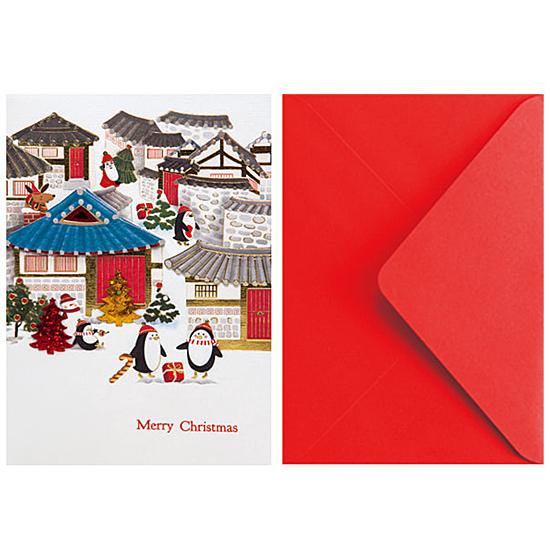 韓国 韓屋村 クリスマス カード ハノクマウル メッセージ かわいい