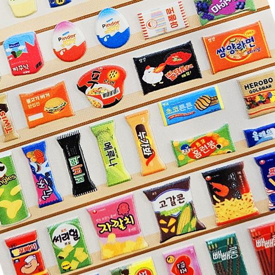 韓国 コンビニ もこもこ ステッカー シール 3D パロディ 食べ物