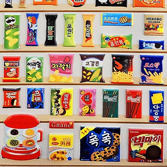 韓国 コンビニ もこもこ ステッカー シール 3D パロディ 食べ物