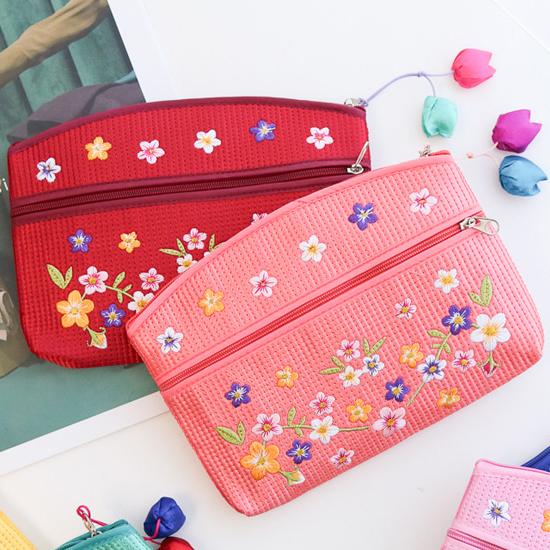 韓国伝統 花刺繍 ヌビ ポーチ キルト イブル 小物入れ かわいい お土産