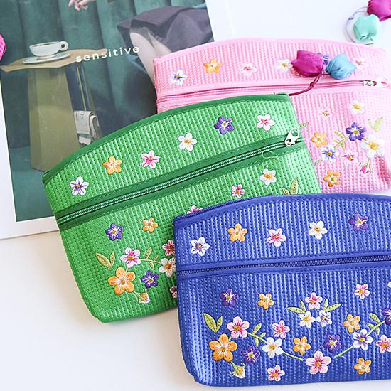 韓国伝統 花刺繍 ヌビ ポーチ キルト イブル 小物入れ かわいい お土産
