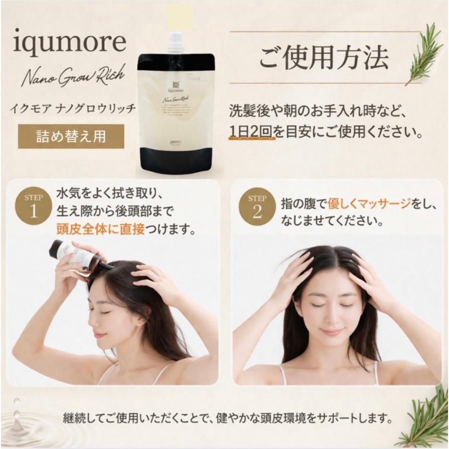 【新品未使用】イクモアナノグロウリッチ 3パック イクモア ナノグロウリッチ 女性用育毛剤 詰め替え 130ml : これが