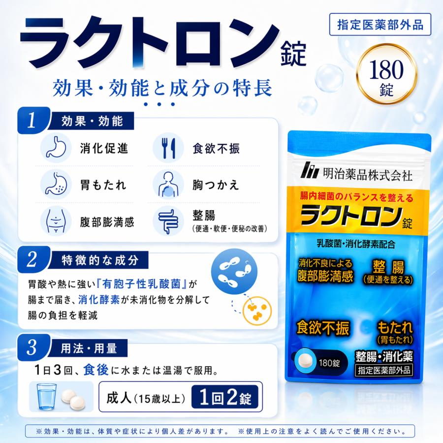 ラクトロン錠 明治薬品 180錠 3袋 整腸 株式会社ファーマフーズ 腸内