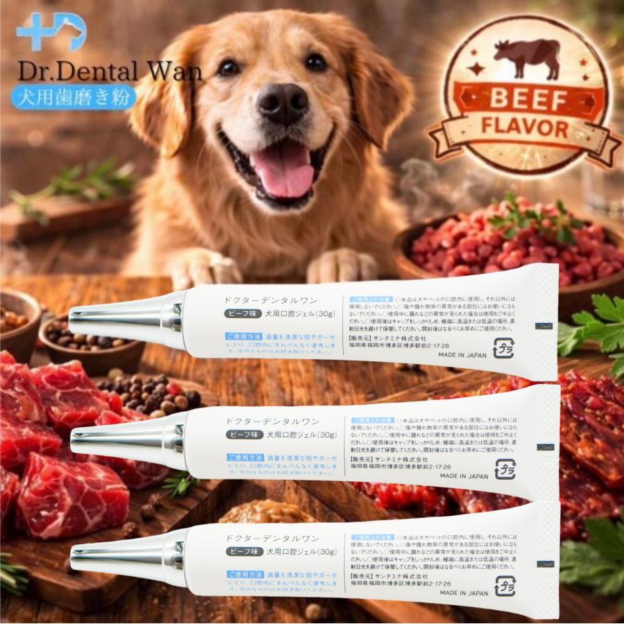 ドクターデンタルワン 30g 3本 犬 歯磨き ジェル ビーフ味 ペット
