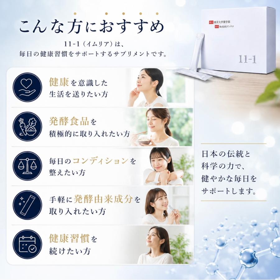 いちいちのいち 11-1 乳酸菌 東京大学 3箱 薬学部 アンテナ 健康補助