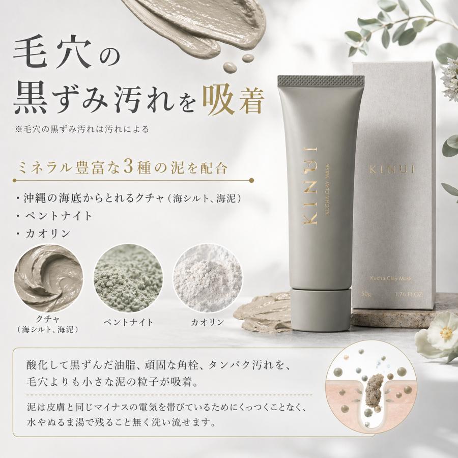 キヌユイ kinui きぬゆい クチャクレイマスク フェイスパック 50g 泥