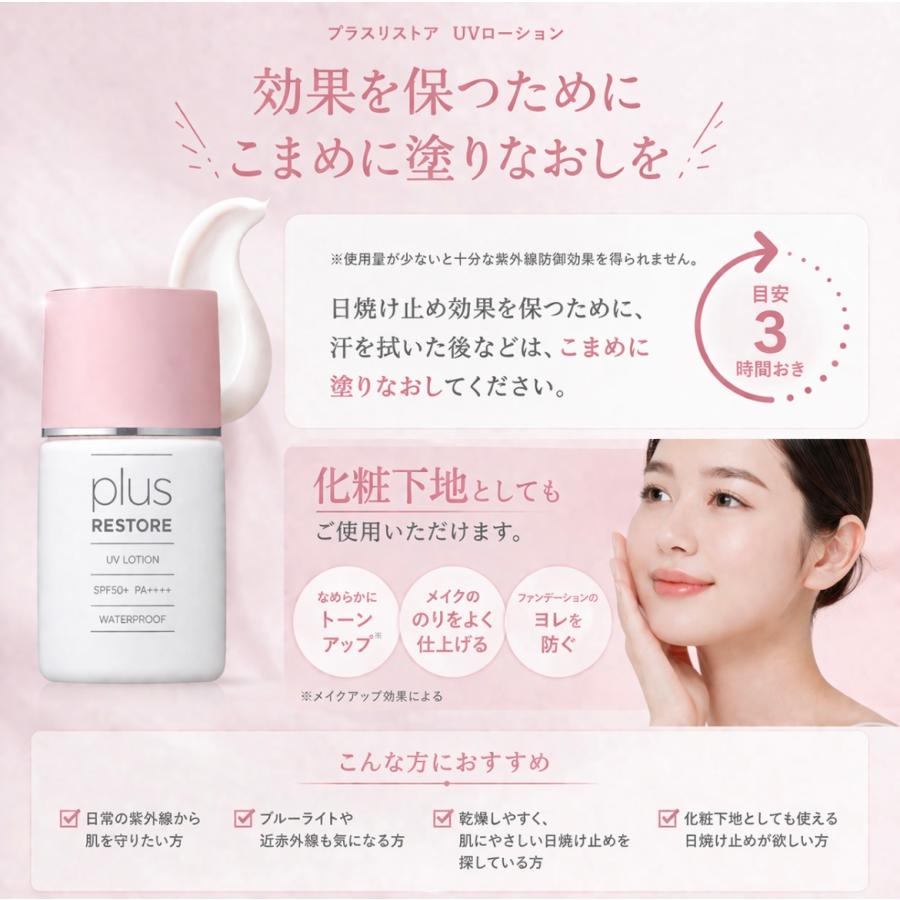 plus RESTORE（プラスリストア） 日焼け止めローション plus uv 3本