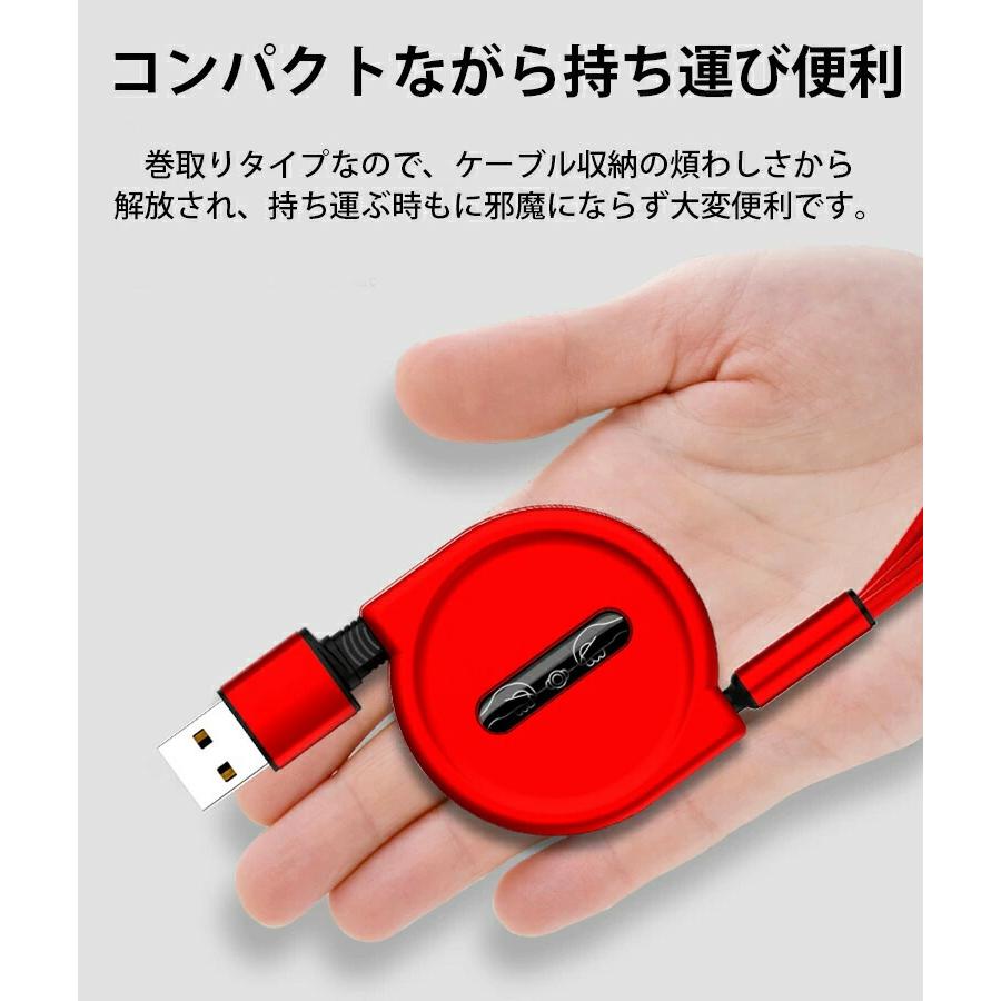 RoiCiel 3in1 USB充電ケーブル 巻き取り ライトニング/USB Type RoiCiel 3in1 USB充電ケーブル 巻き取り ライトニング/USB Type
