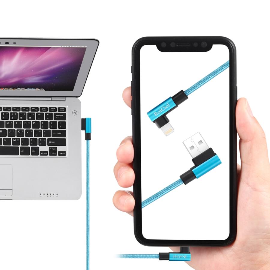 【2本セット】RoiCiel （ディアルズシーリズ） ライトニングケーブル L字型 iphone 充電ケーブル アイフォン充電ケーブル L型 急速充電 小型ヘッド 高耐久ナイ…｜koreyoshi｜02