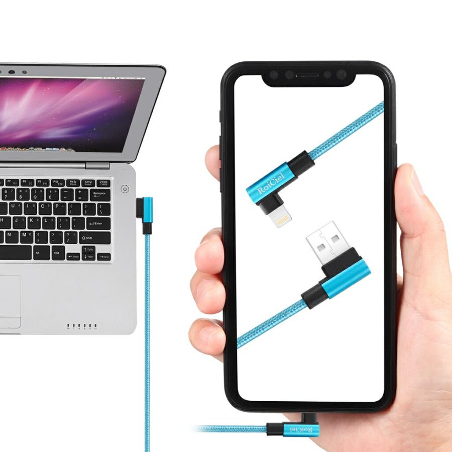 2本セット】RoiCielライトニングケーブル L字型 iphone 充電ケーブル