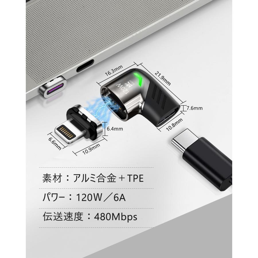 RoiCiel マグネットL字 USB C to Lightning/USB 変換アダプタ【 PD対応