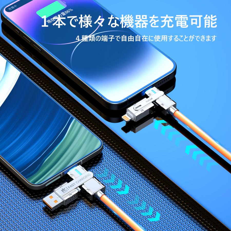 RoiCiel 4in1変換ケーブル USB-C to PD120W /USB-C Lightning PD27W