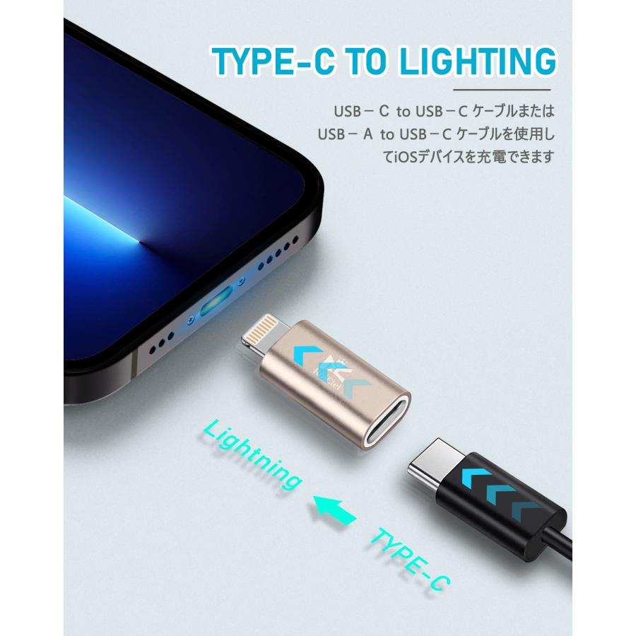 2個セット】RoiCiel Type-CからLightningへ変換アダプター 変換