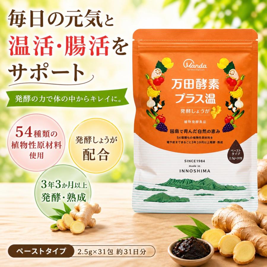 万田酵素 プラス温 発酵 しょうが （ 分包 ・ ペースト /約1ヶ月分 万田酵素プラス温万田酵素サプリメントペースト発酵しょうが粒