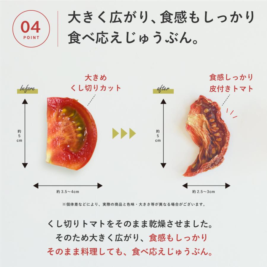 乾燥野菜 国産 DRYVEGETABLE トマト ドライベジ ドライトマト 送料無料 常備菜 訳あり 野菜 ブドウ糖不使用 おやつ 乾燥トマト 化学調味料 無添加｜korin｜14