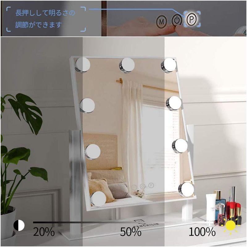 100%本物保証!100%本物保証!FENCHILIN女優ミラー 卓上鏡 ハリウッドミラー 9個LED電球付き 10倍拡大鏡付き 三色照明モード 明るさ調節可能 360度回転( 手鏡 ヤマムラ 折立鏡 カラー L チョコ YSS-880