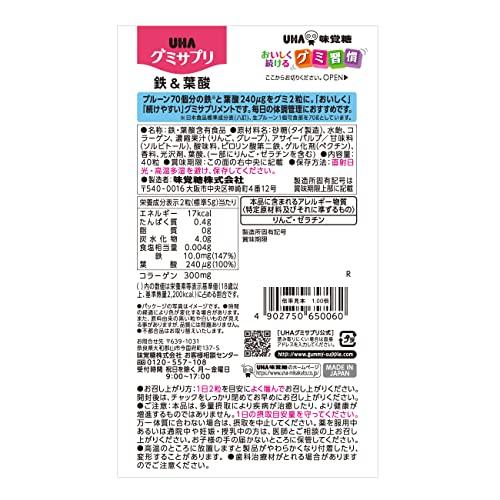 UHA グミサプリ 鉄&葉酸 アサイーミックス味 20日分 40粒 1日2粒｜korokoro-shop｜02