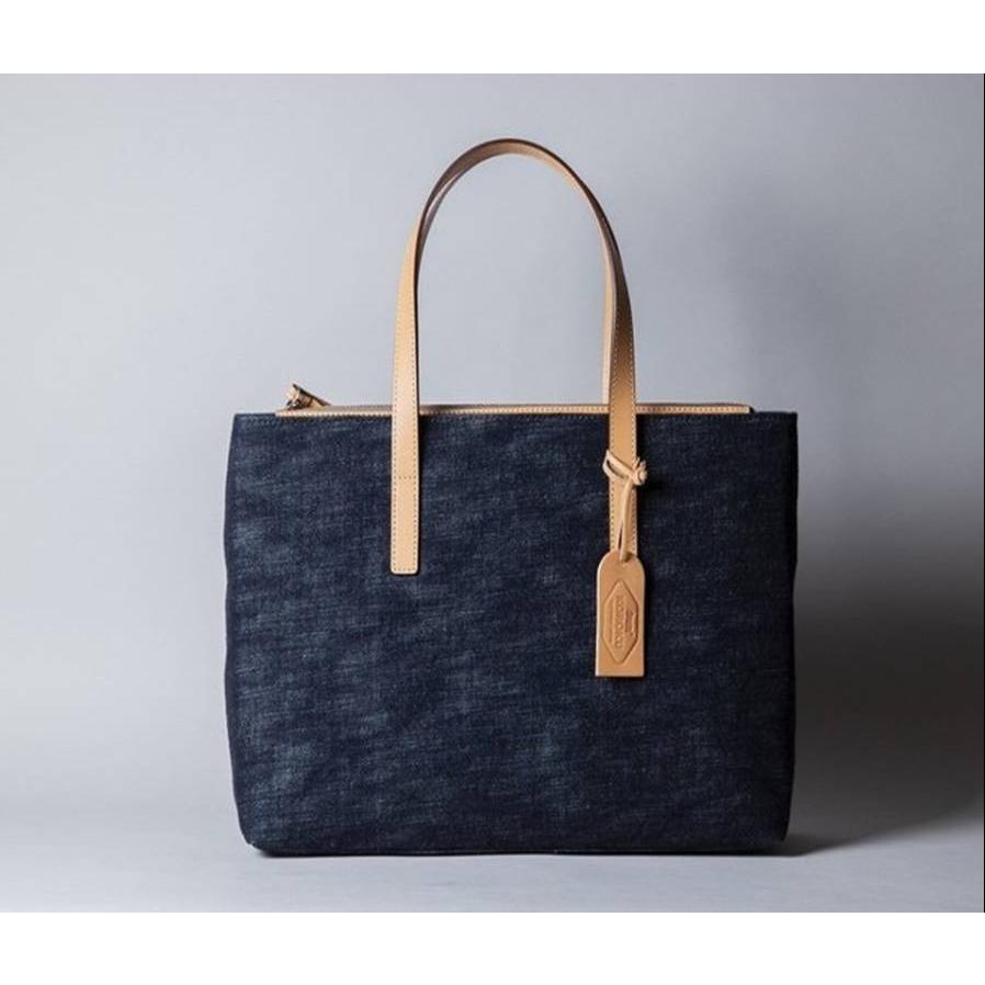 岡山デニムのトートバッグ 国産 ファスナーつき レディース インディゴの藍色がきれい Koroku Denim K 4 S ファクトリーバッグブランドコロク 通販 Yahoo ショッピング