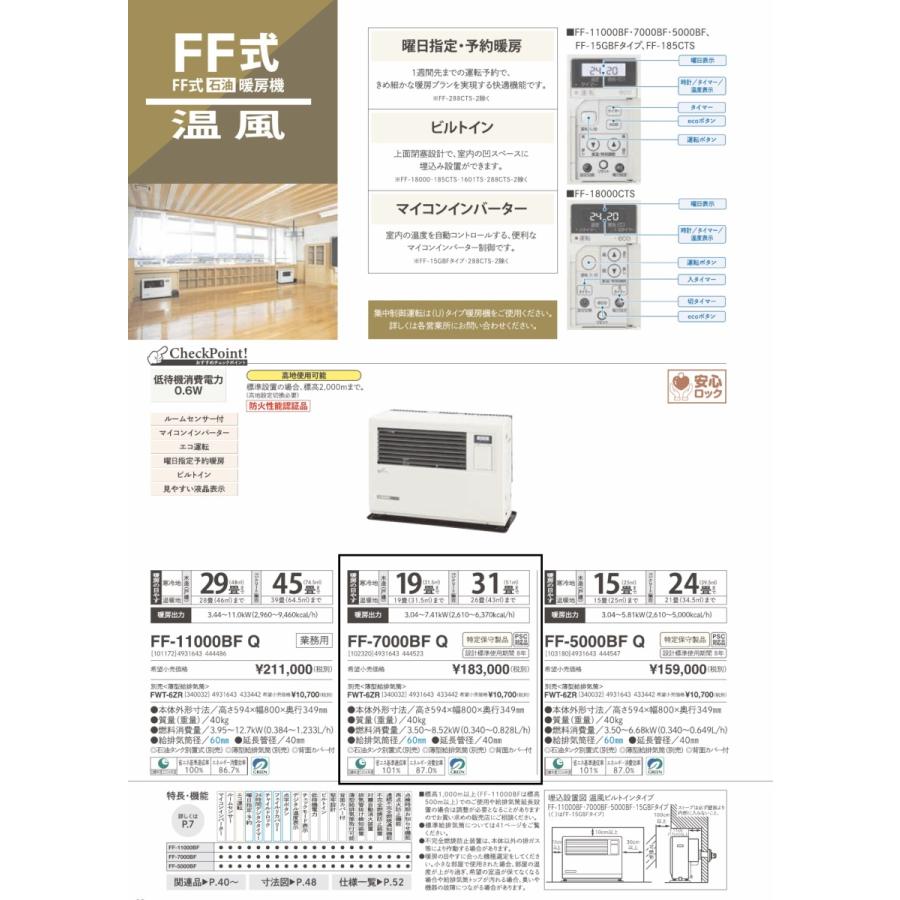 長府製作所サンポット製 FF-7000BFB FF式石油温風暖房機　石油タンク別置式　給排気等別売　SUNPOT　特定保守製品｜kosakastore｜02