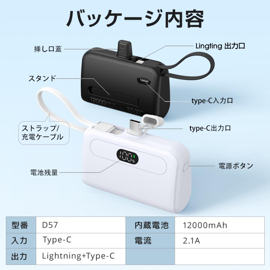 モバイルバッテリー 小型 12000mAh 大容量 2.1A急速充電 超ミニ モバイルバッテリー 小型 12000mAh 大容量 2.1A急速充電 超ミニ