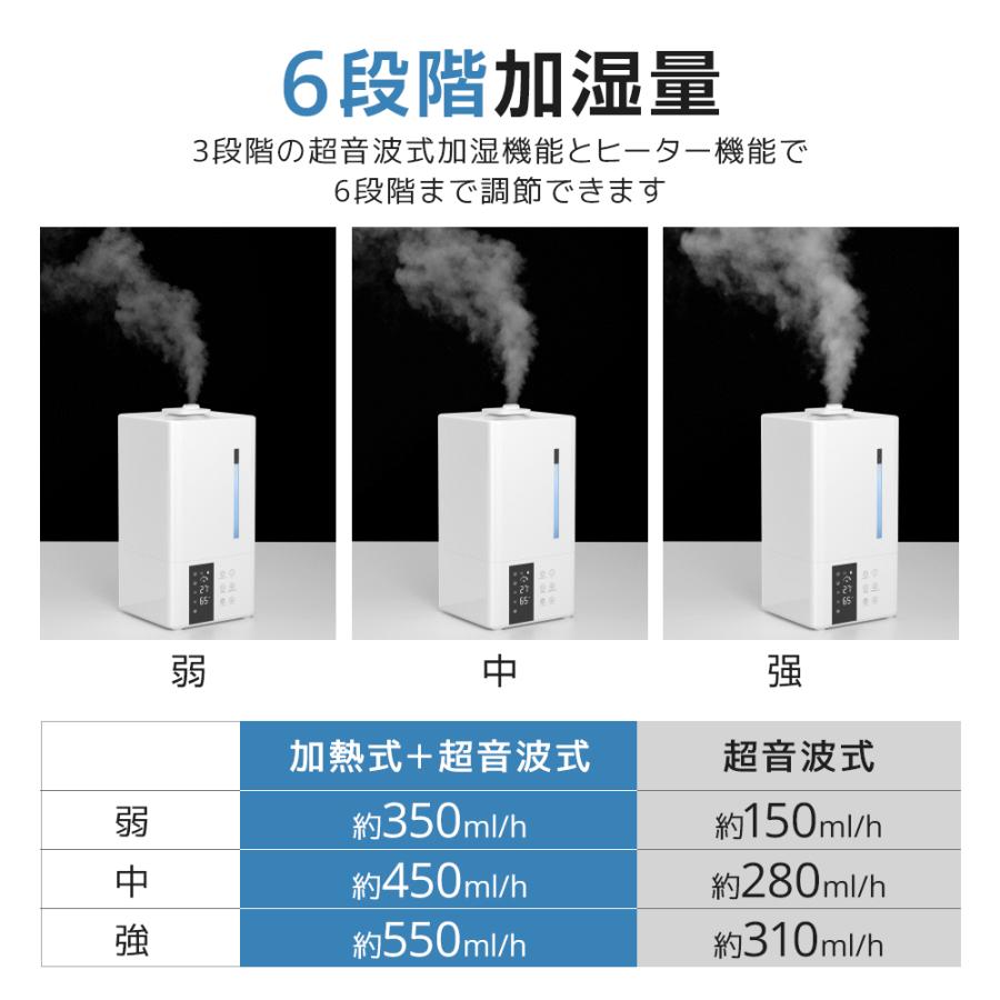 加湿器 大容量 8L ハイブリッド式 スチーム式 卓上 超音波式 高級超