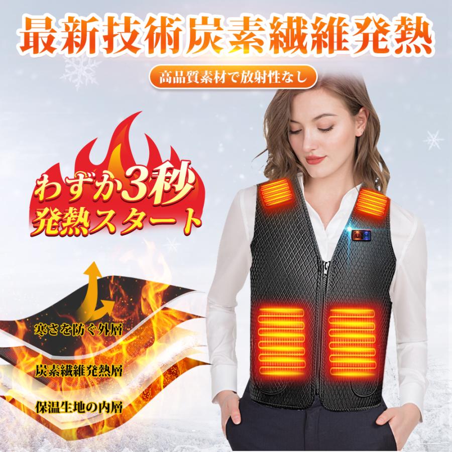 電熱ベスト モバイルバッテリー付き ヒータベスト 防寒 ベスト 発熱