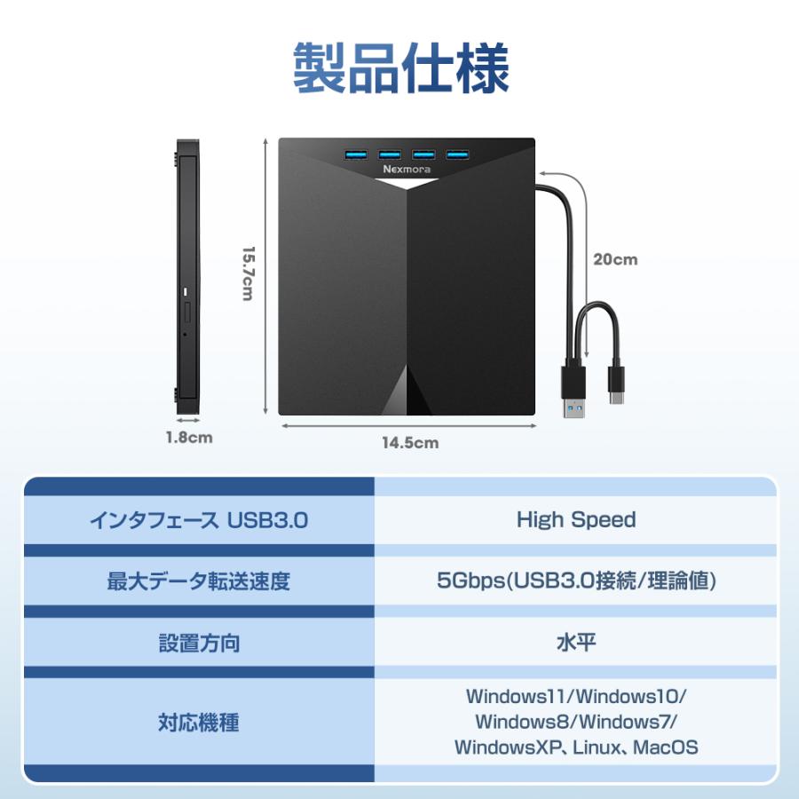 ブルーレイドライ DVDドライブ 外付け USB3.0 ポータブル ブルーレイドライ DVDドライブ 外付け USB3.0 ポータブル