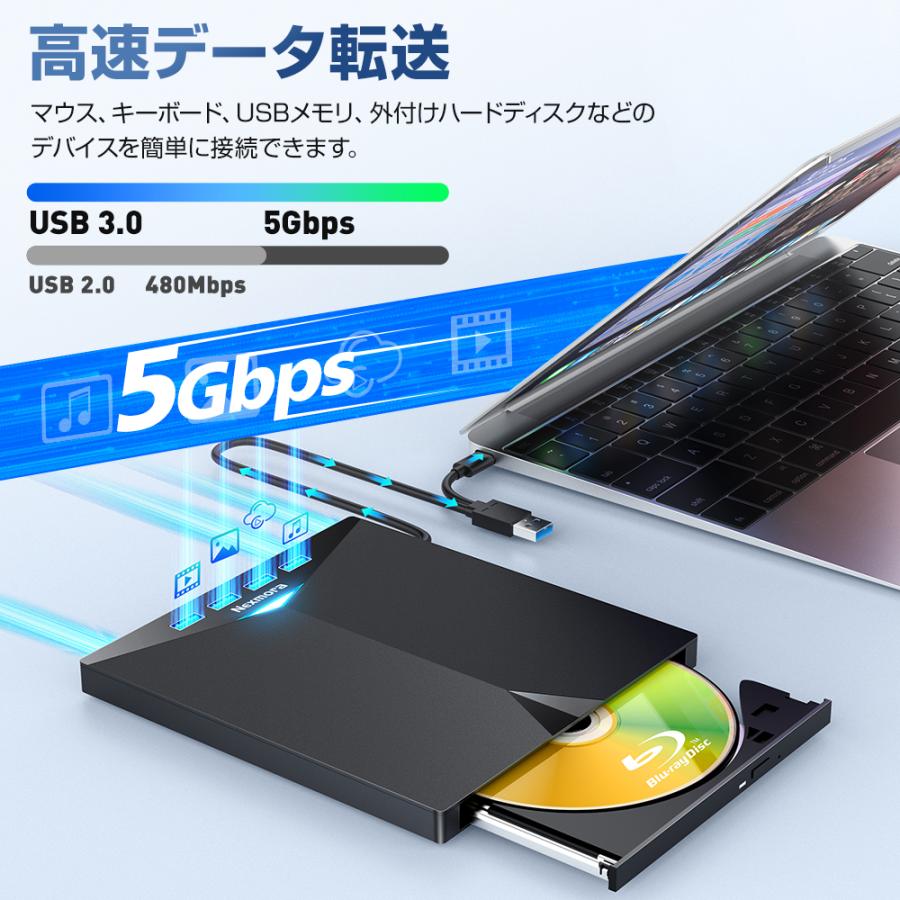 ブルーレイドライ DVDドライブ 外付け USB3.0 ポータブル ブルーレイドライ DVDドライブ 外付け USB3.0 ポータブル