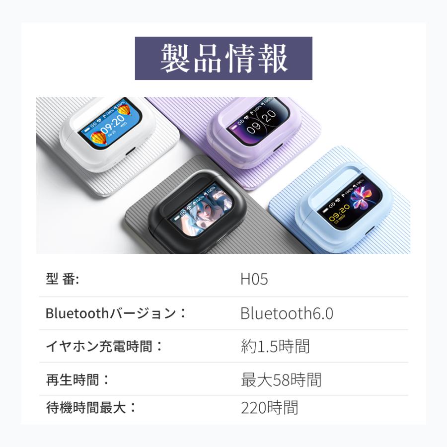 ワイヤレスイヤホン 液晶付きイヤホン Bluetooth6.0 ANC対応 2025年