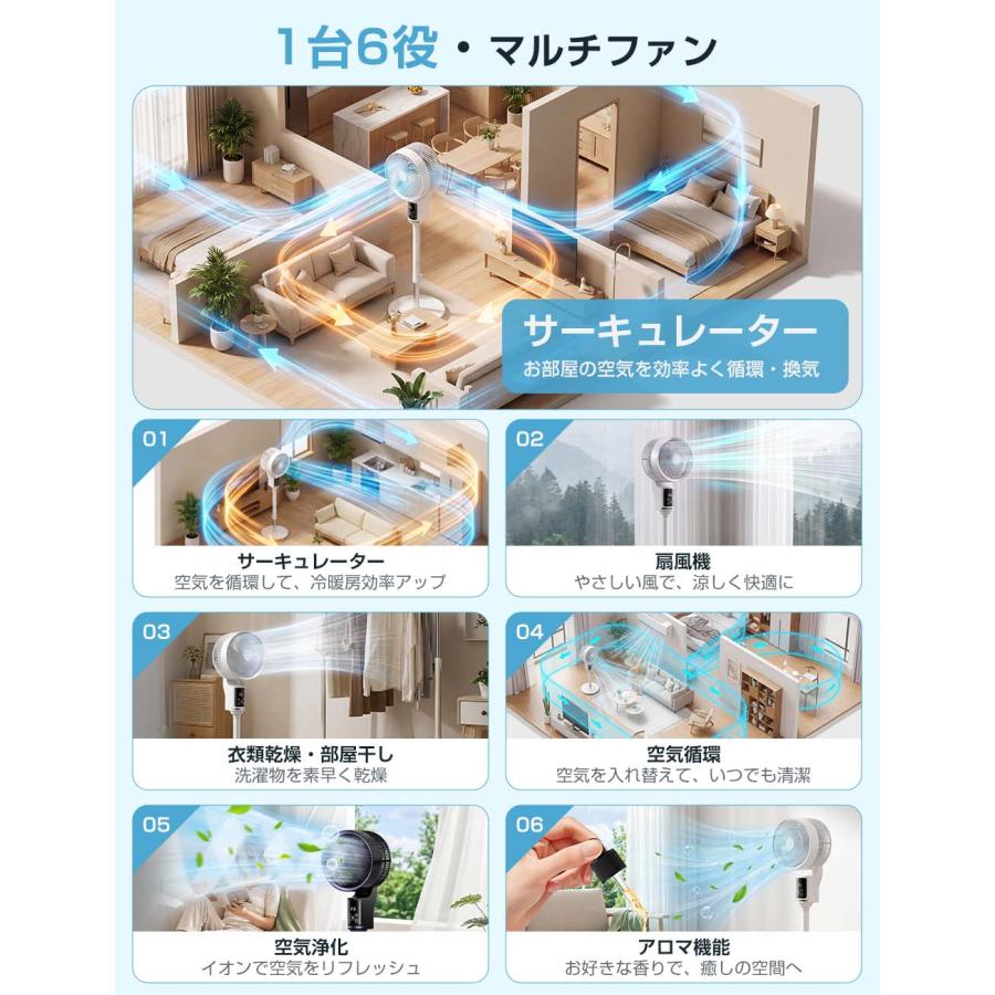 扇風機 リビング サーキュレーター dcモーター 3D送風 自動首振り 8