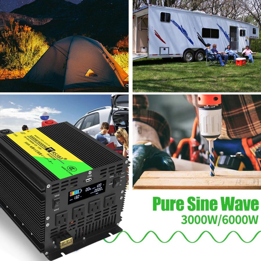 インバーター 3000W/最大6000W 正弦波 12V直流電力 DCAC100V交流 インバーター 3000W/最大6000W 正弦波 12V直流電力 DCAC100V交流