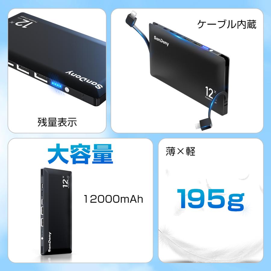 モバイルバッテリー 大容量 12000mAh 4台同時充電 スマホ充電器 モバイルバッテリー 大容量 12000mAh 4台同時充電 スマホ充電器