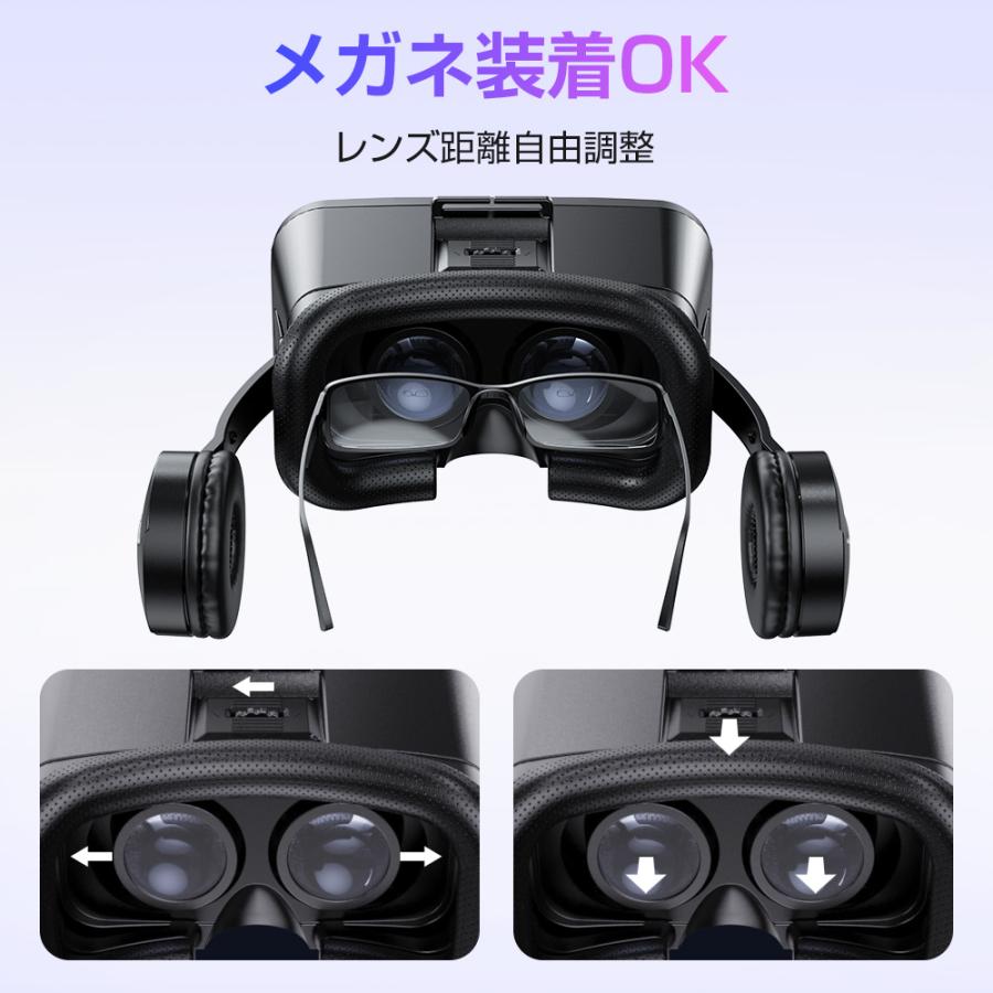 VRゴーグル スマホ対応 VRグラス VRヘッドセット VRヘッドマウントディスプレイ 高音質ヘッドホン付 スマホ用 3Dメガネ iPhone 動画視聴 プレゼント｜kosbeauty｜12