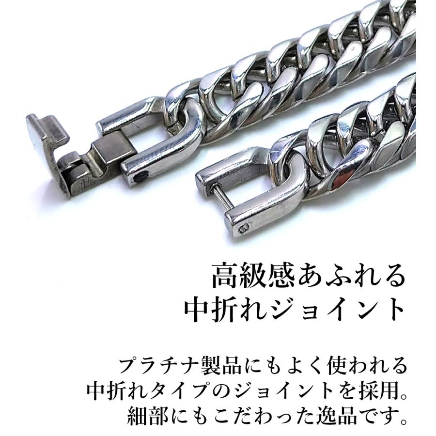 ステンレス 6面カット ダブル 喜平ブレスレット 中折れジョイント 鏡面