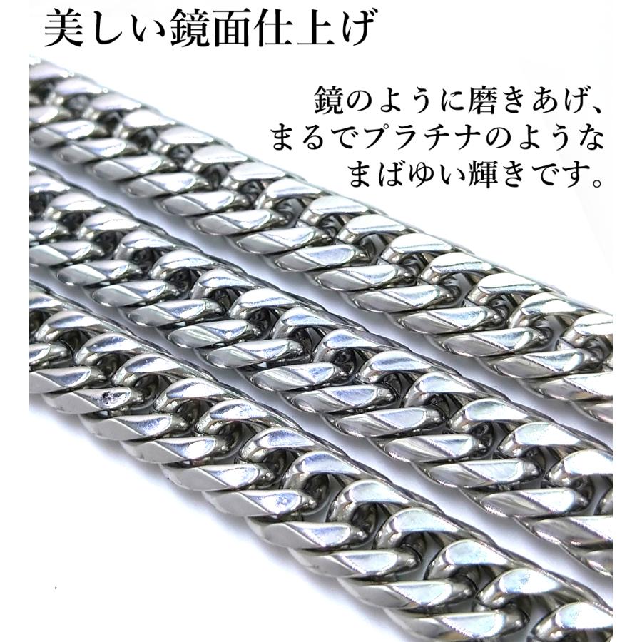 ステンレス 6面カット ダブル 喜平ブレスレット 中折れジョイント 鏡面
