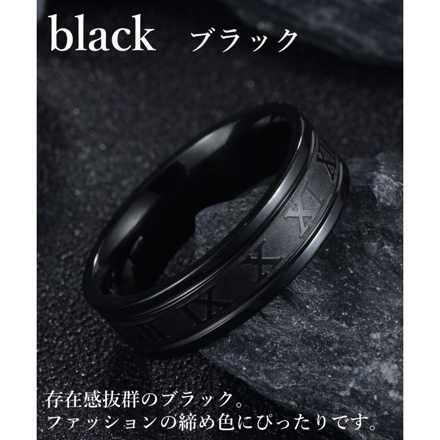ステンレス リング ローマ数字 指輪 シルバー ブラック ゴールド メンズ レディース |  | 06