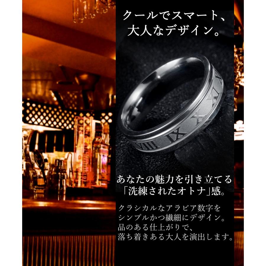 ステンレス リング ローマ数字 指輪 シルバー ブラック ゴールド メンズ レディース |  | 02
