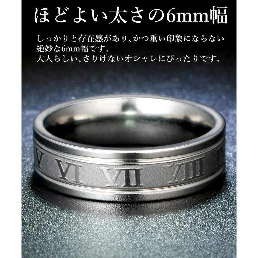 ステンレス リング ローマ数字 指輪 シルバー ブラック ゴールド メンズ レディース |  | 03