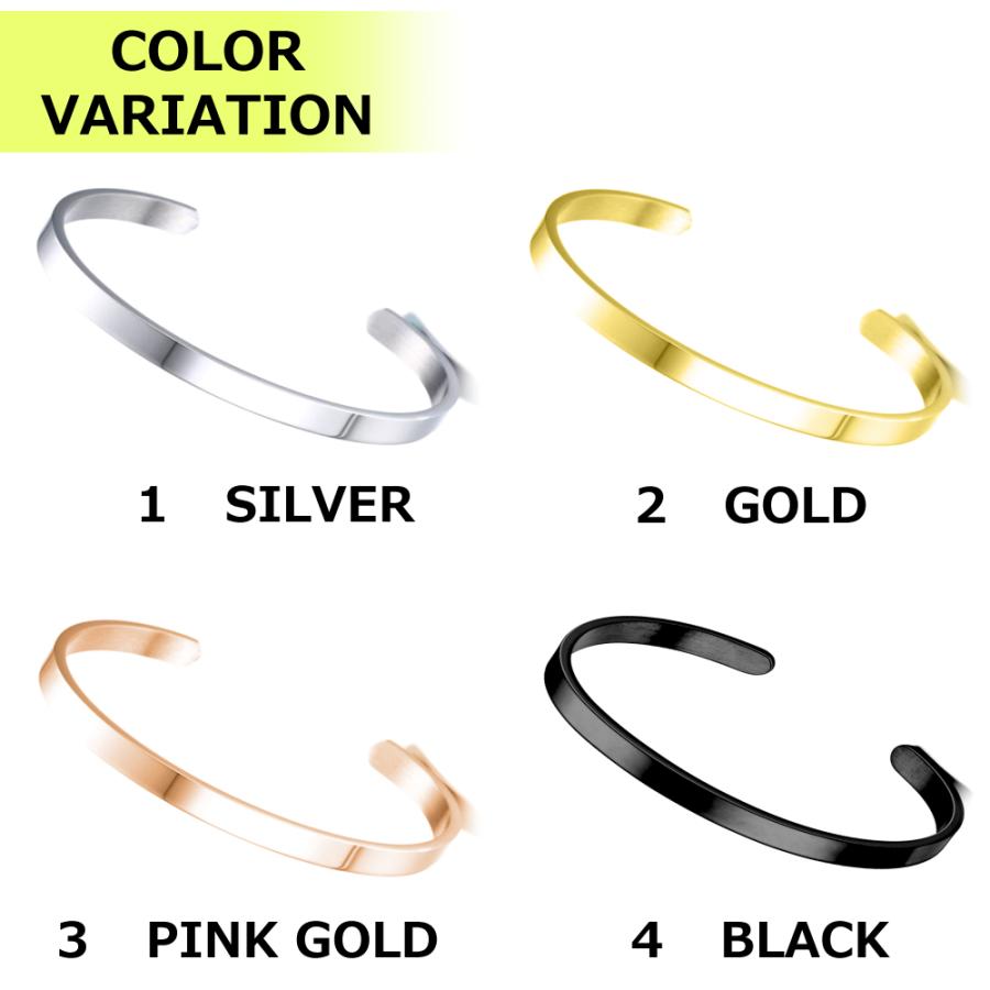 ステンレス シンプル バングル ブレスレット フラット つけっぱなし