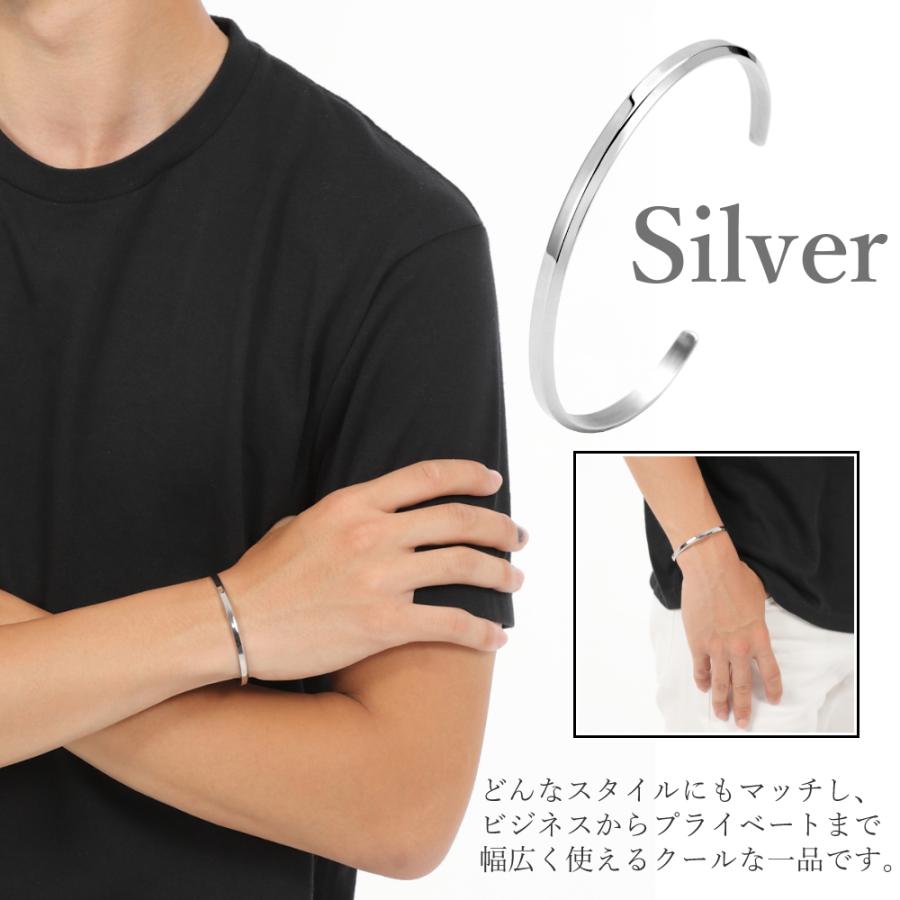 ステンレス ペアバングル ブレスレット バングル つけっぱなし メンズ レディース 細め シンプル シルバー ピンクゴールド |  | 02